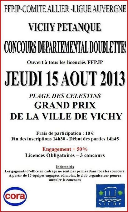 Grand Prix de la ville de VICHY jeudi 15 Août.2013 Grand Prix de la ville de VICHY jeudi 15 Août.2013