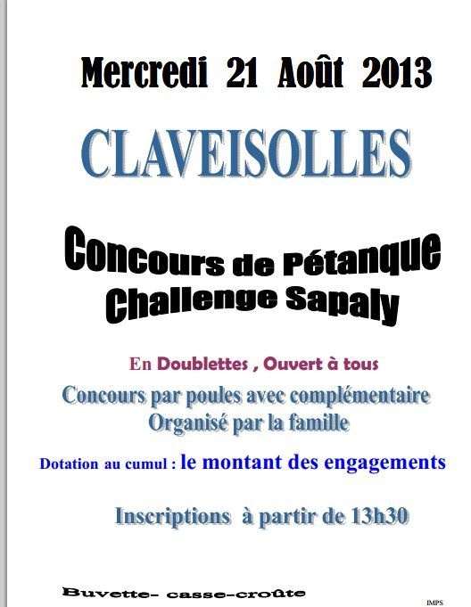 Concours Claveisolles Mercredi 21 Août 2013 Challenge Sapaly