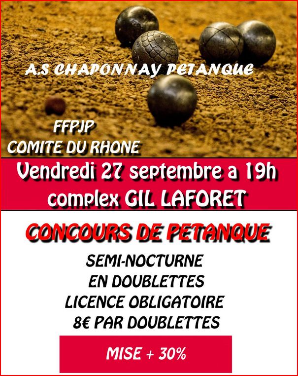 Concours semi nocturne organise par le club de Chaponnay Pétanque le 27/09/2013