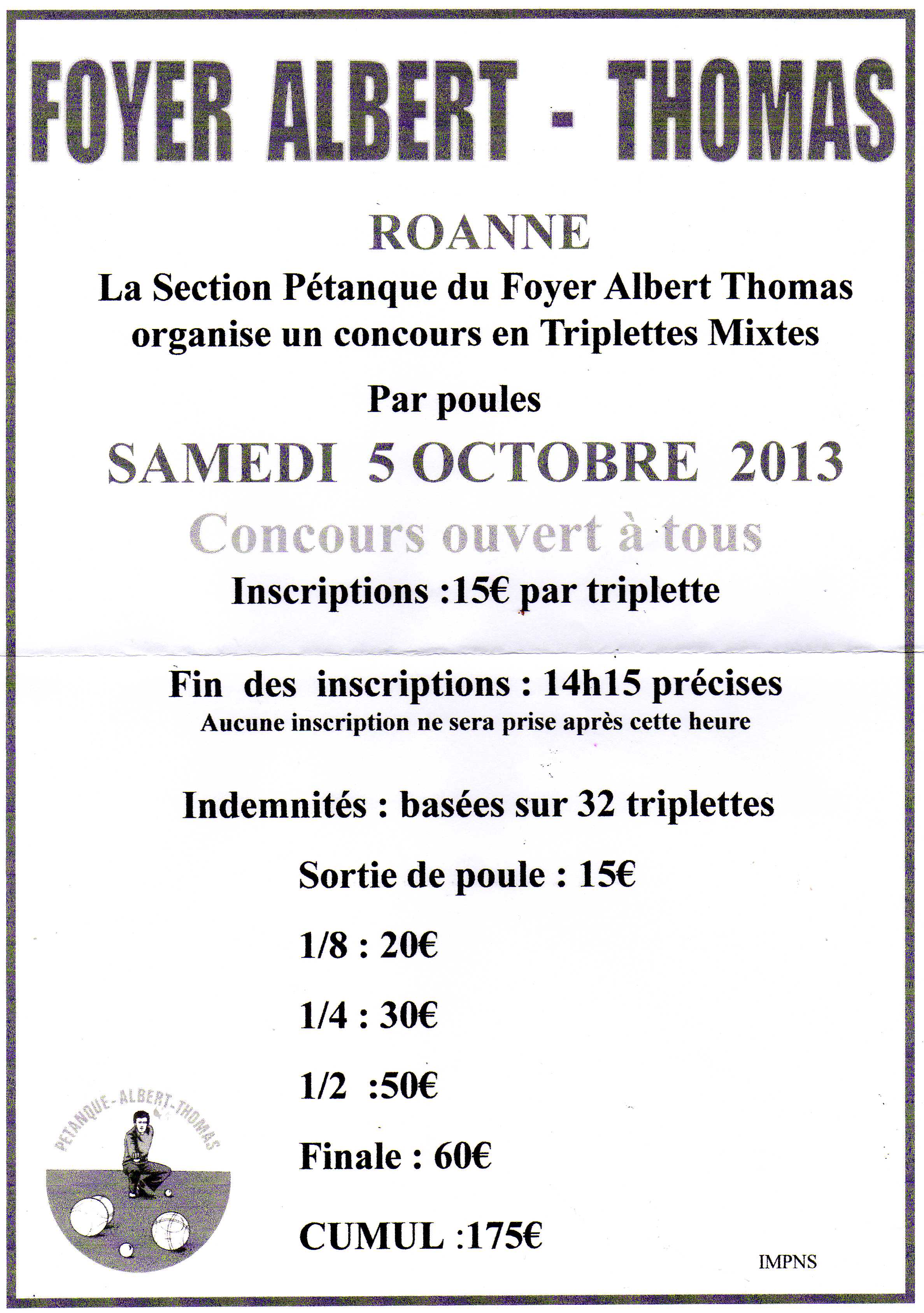 Concours foyer Albert Thomas samedi 5 octobre 2013