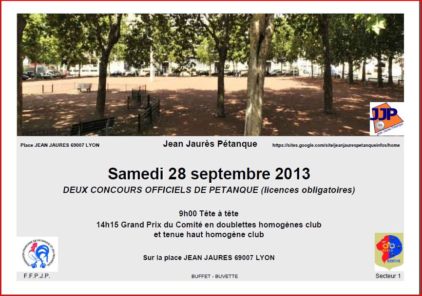 Affiche des deux concours officiels du 28/09/2013 du Jean Jaurès Pétanque