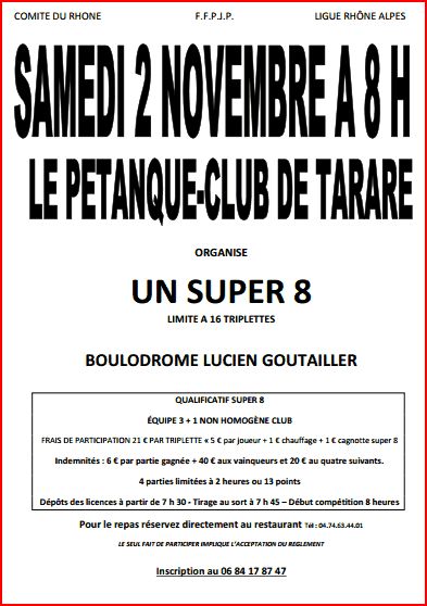 Concours SUPER 8 DU 2 NOVEMBRE A TARARE