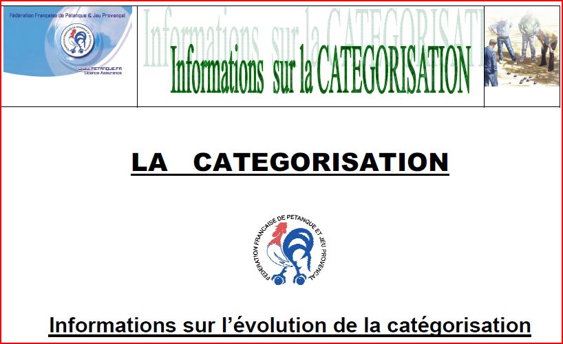 Informations sur l’évolution de la catégorisation pour 2014