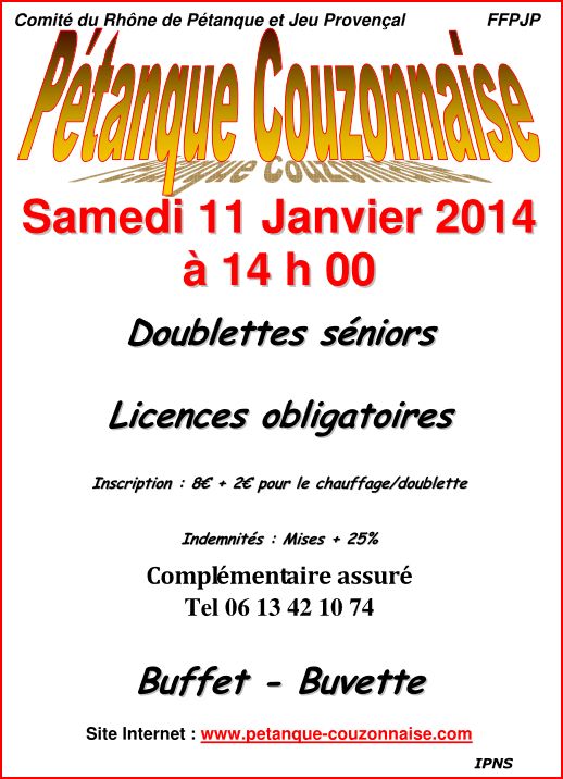 Concours à Couzon du 11 janvier 2014 Concours à Couzon du 11 janvier 2014