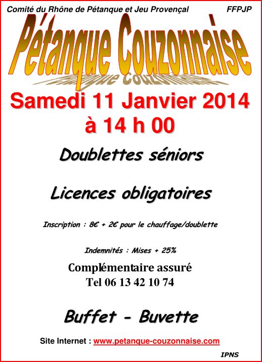 Concours à Couzon du 11 janvier 2014