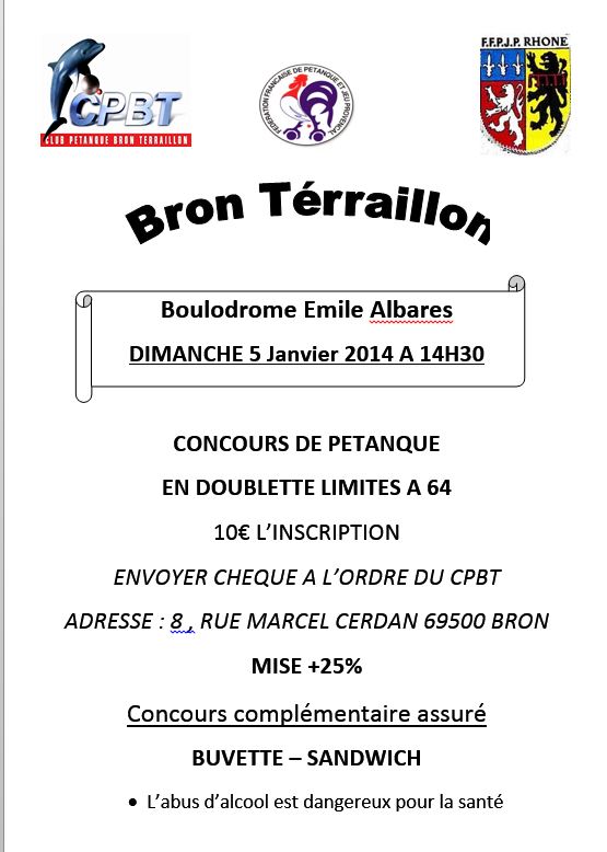 Concours dimanche 5 janvier 2014 Bron