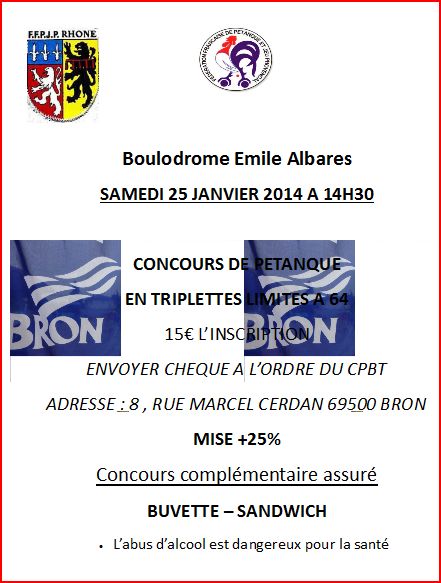 Concours à Bron samedi  25 janvier 2014