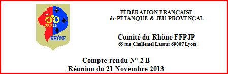 Compte-rendu N° 2 B Réunion du 21 Novembre 2013