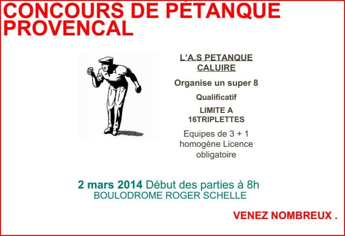 Concours Provençal  dimanche 2 mars 2014 à Caluire