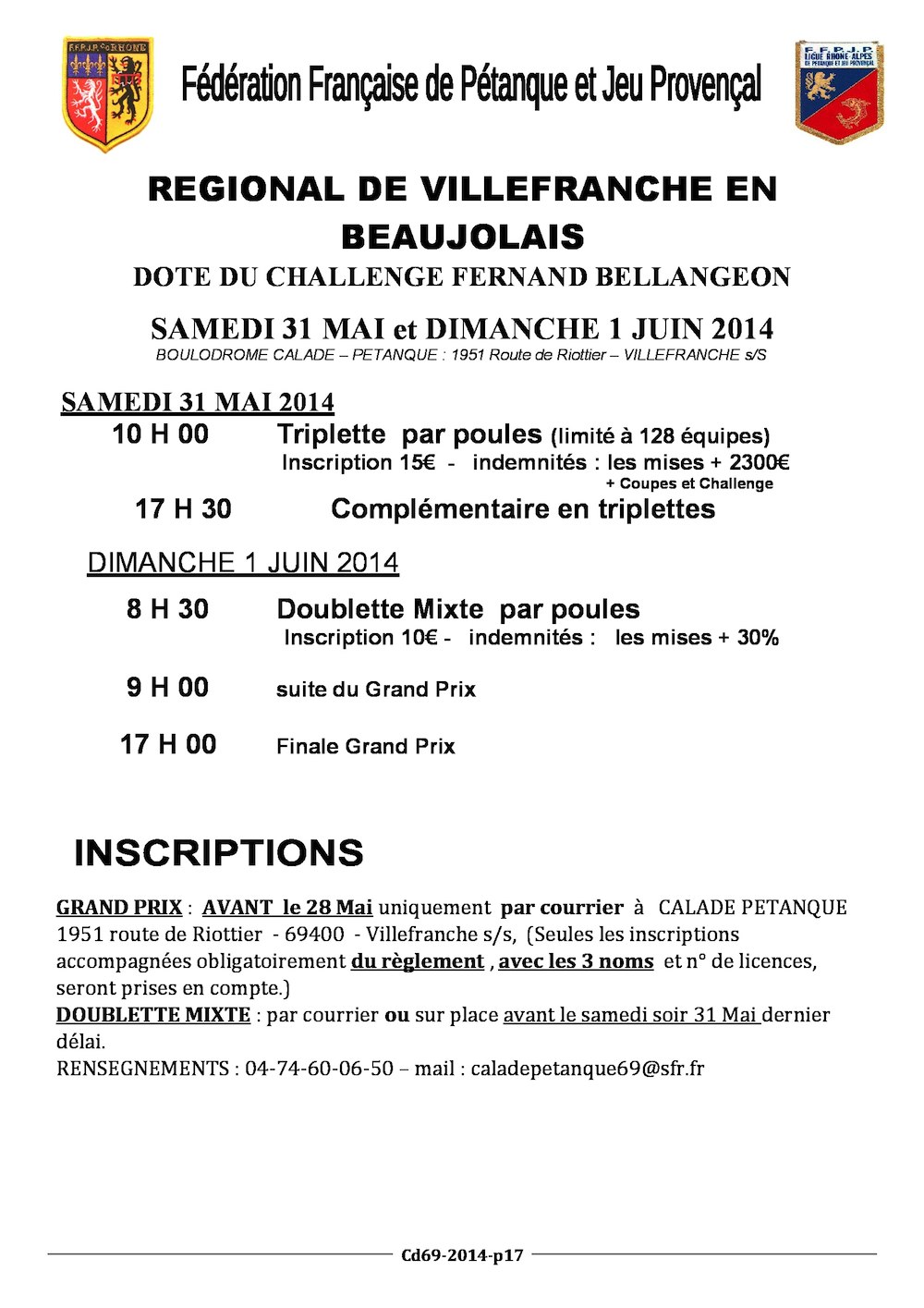Régional de Villefranche samedi 31 mai et dimanche 01 juin 2014