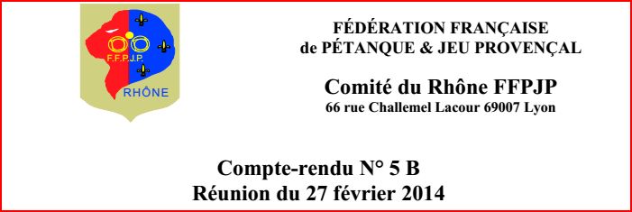 Compte-rendu N° 5 B Réunion du 27 février 2014