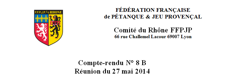 Compte-rendu N° 8 B Réunion du 27 mai 2014