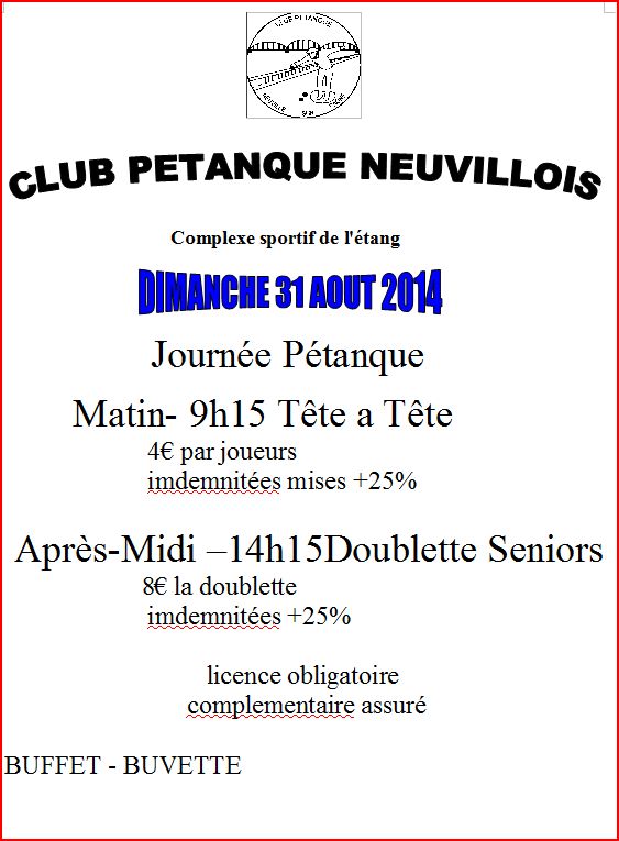 Concours dimanche 31 août 2014 à Neuville