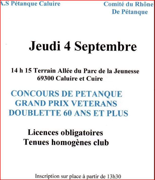 Grand Prix Vétérans jeudi 4 septembre 2014 