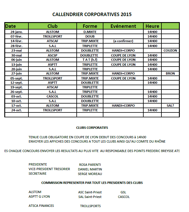 Championnat corpo 2015