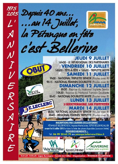 40ème fête nationale de pétanque de Bellerive-sur-allier 2015