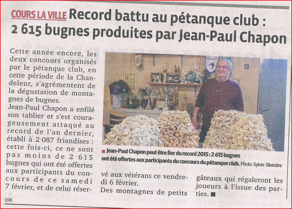 La presse en parle « les bugnes du Paulo ». LE PROGRÈS