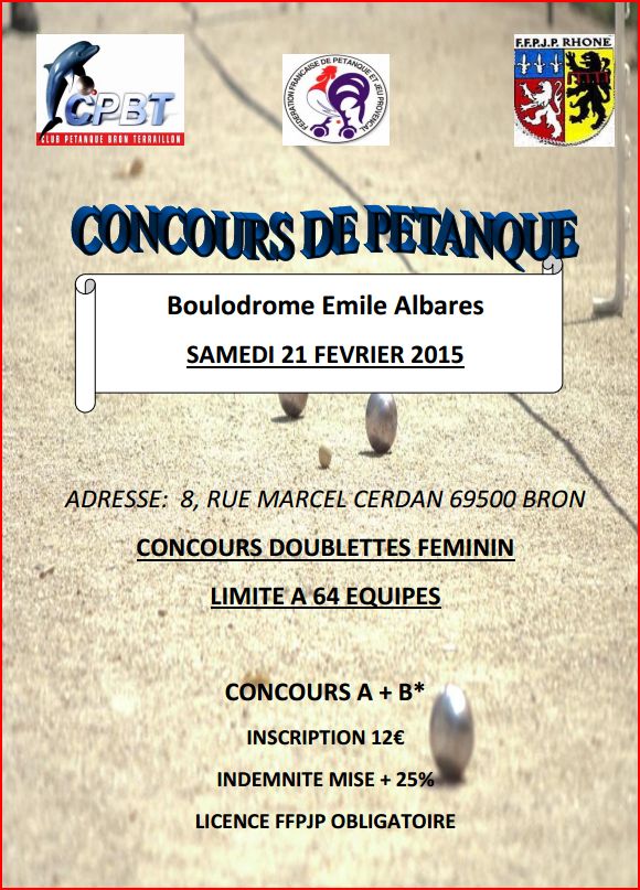 Concours samedi 21 février 2015 doublette feminin  Bron