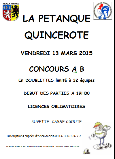 Concours du vendredi 13 mars 2015 à Quincieux