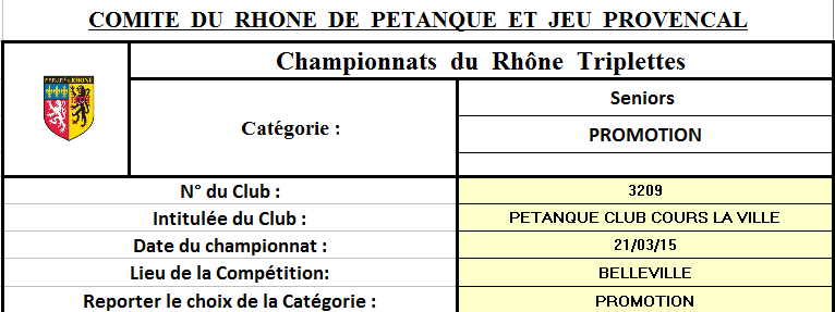 Championnat du Rhône triplette promotion samedi 21 mars et dimanche 22 mars 2015