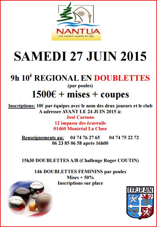 Concours régional  le samedi 27 juin 2015 Nantua