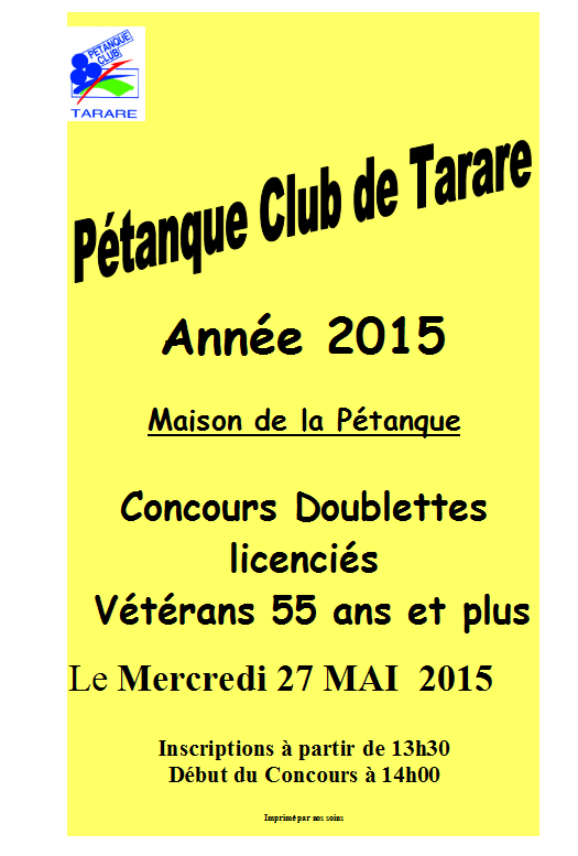 ATTENTION modification concours de TARARE mercredi 20 mai et  GENAS du samedi 30 mai 2015
