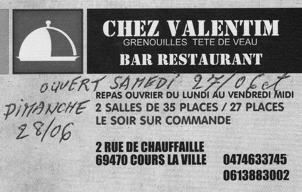 Restaurant à cours la ville " CHEZ VALENTIM "