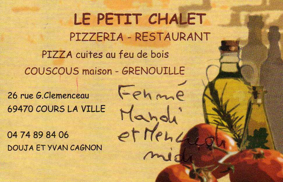 Restaurant à Cours la ville " LE PETIT CHALET "