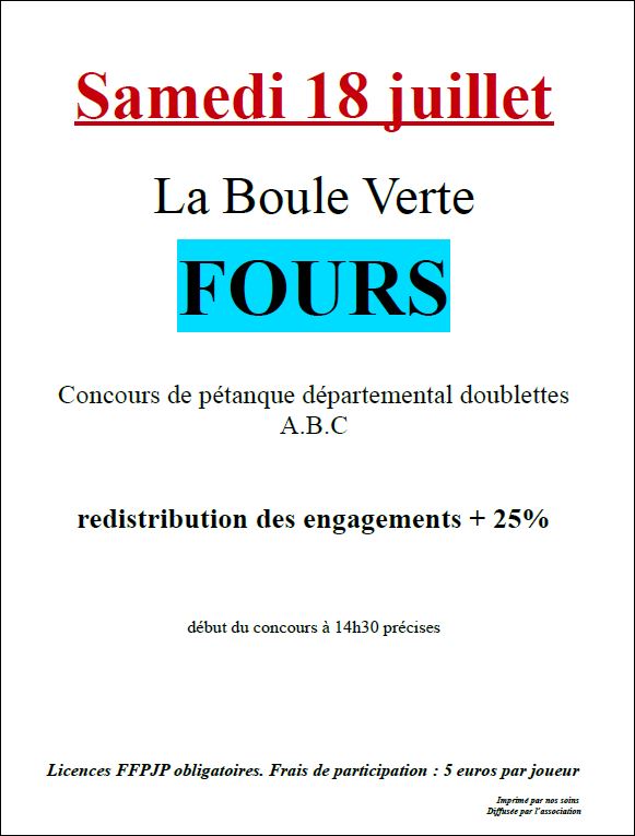 Concours du samedi 18 juillet 2015 à Fours