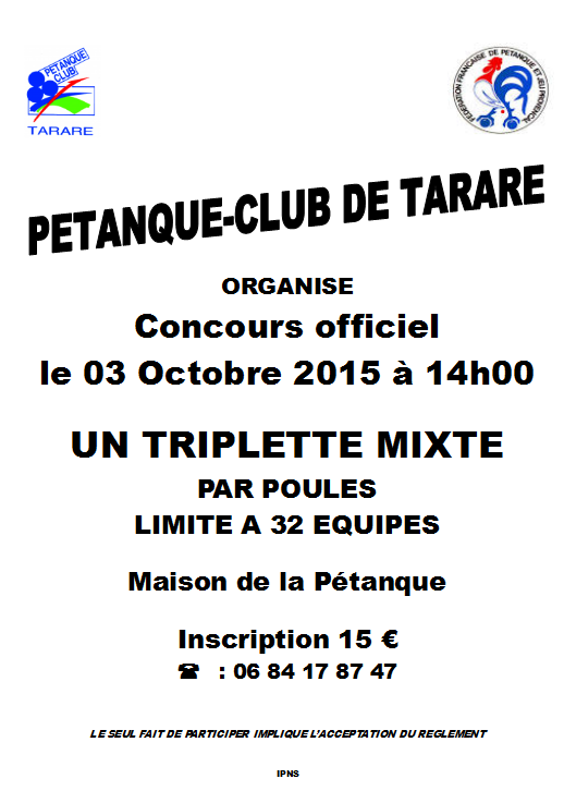 Concours officiel du samedi 03 Octobre 2015 à Tarare