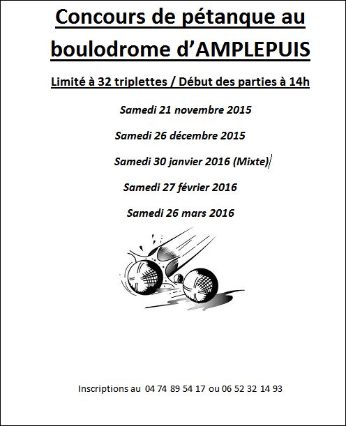 Concours de pétanque d’AMPLEPUIS au boulodrome 2015/2016