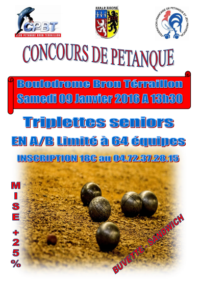 Concours du samedi 09 janvier 2016 à 13h30 à BRON Concours du samedi 09 janvier 2016 à 13h30 à BRON