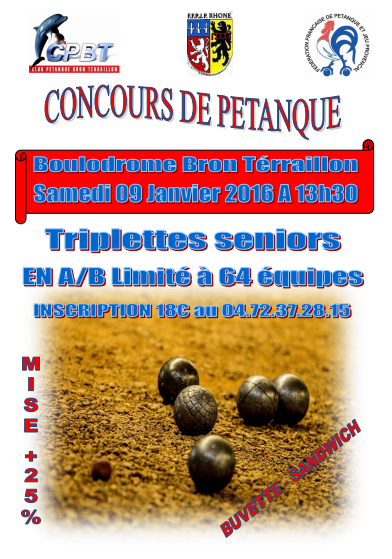 Concours du samedi 09 janvier 2016 à 13h30 à BRON