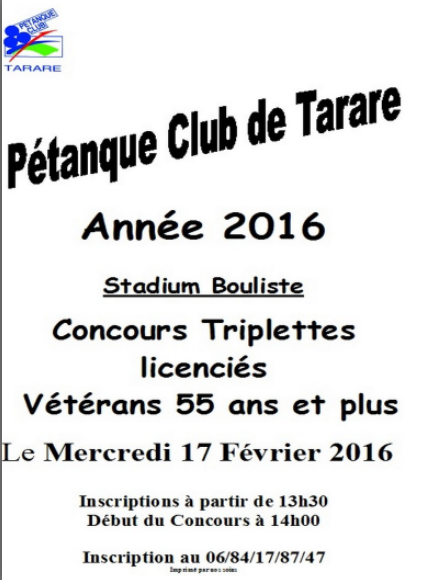 Concours Vétérans du mercredi 17 Février 2016 à Tarare