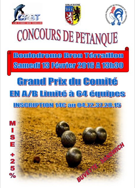 Concours samedi 13 février 2016 à BRON à 13H30