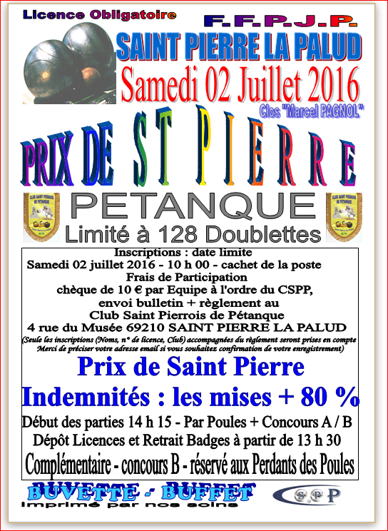 Concours PRIX DE SAINT PIERRE samedi 02 juillet 2016