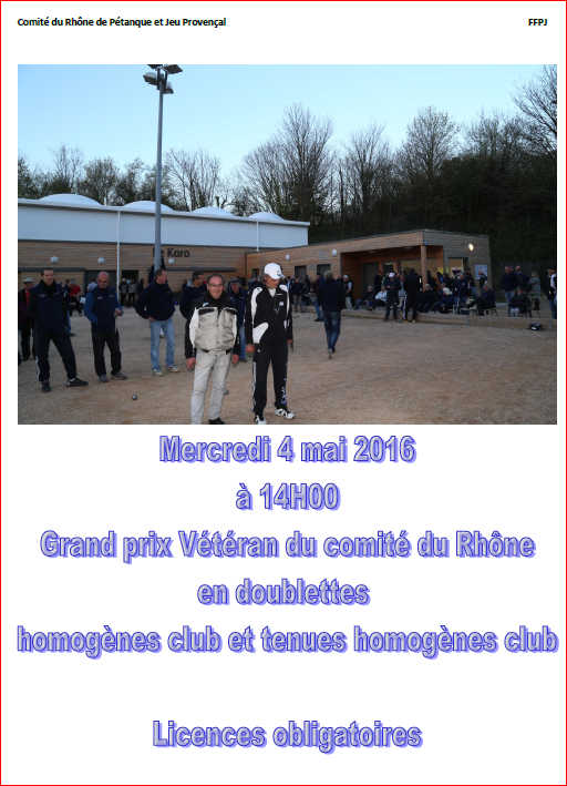 Concours GPV Sainte Foy Pétanque du mercredi 4 mai 2016 Concours GPV Sainte Foy Pétanque du mercredi 4 mai 2016
