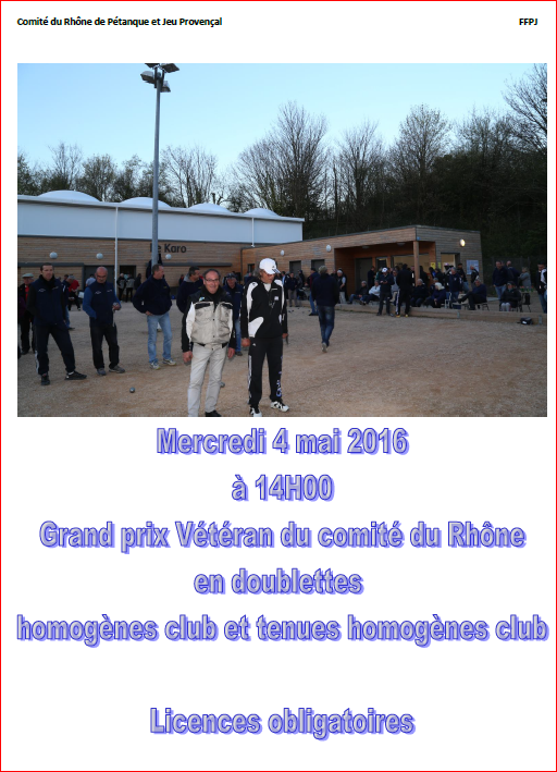 Concours GPV Sainte Foy Pétanque du mercredi 4 mai 2016