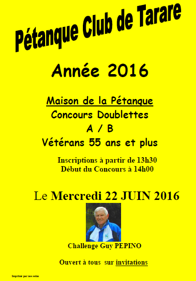 concours Gentlemen Guy Pépino 55 et+  à Tarare le mercredi 22 Juin 2016