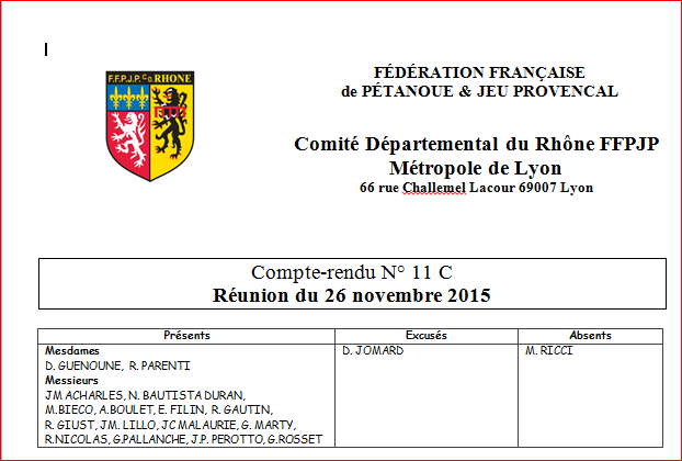 Compte-rendu N° 11 C Réunion du 26 novembre 2015 