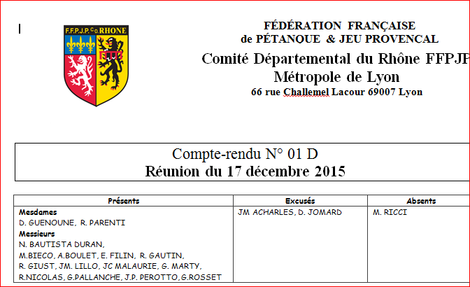 Compte-rendu N° 01 D Réunion du 17 décembre 2015 