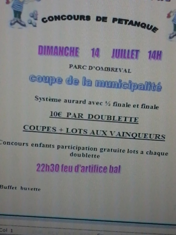 14 juillet petanque a 14h au parc d'ombreval 14 juillet petanque a 14h au parc d'ombreval