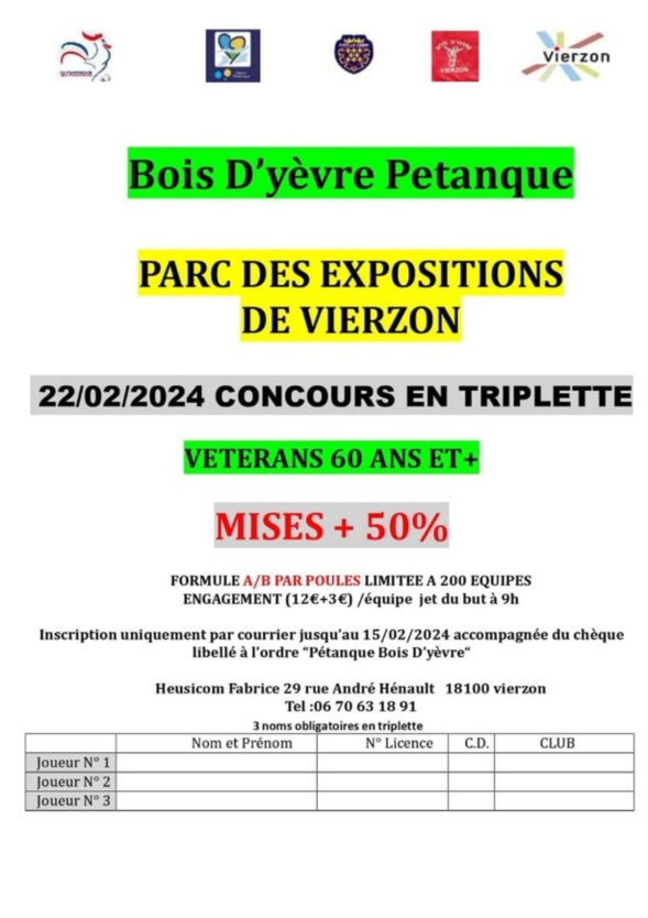 Tirage des poules Grand Prix Vétérans de Vierzon