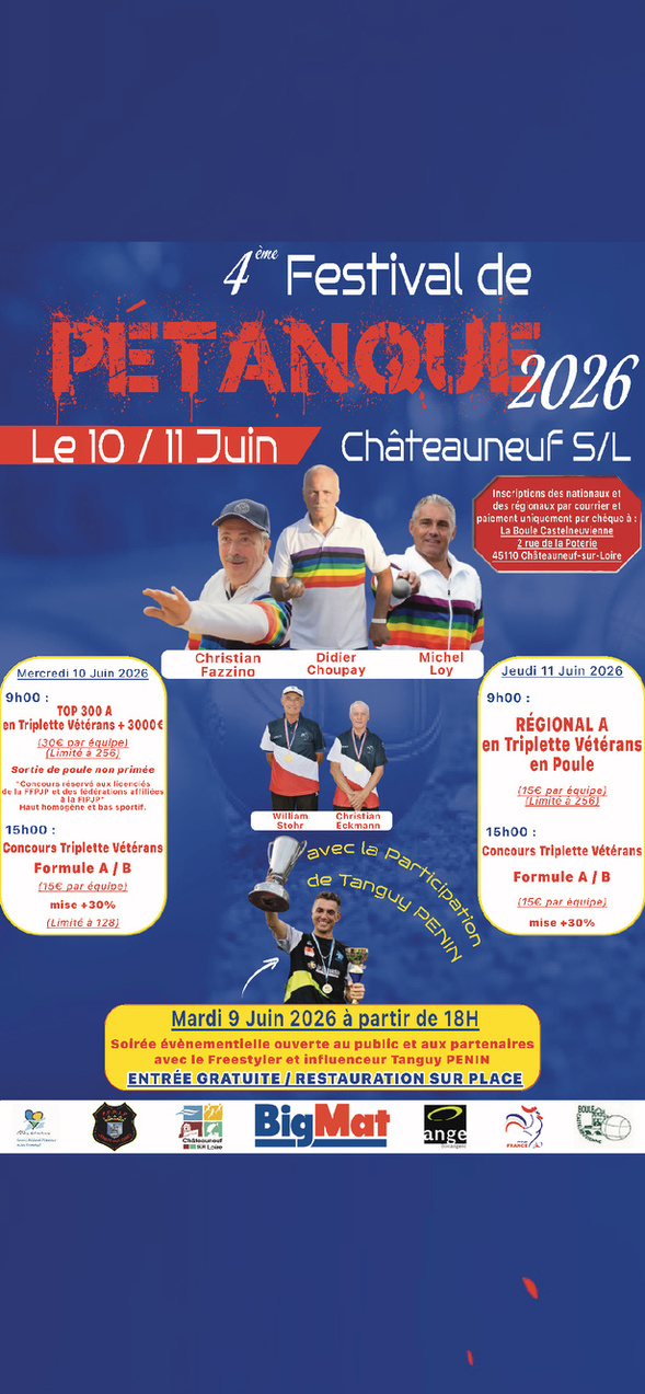 4éme festival de Pétanque, Vétéran à Chateauneuf sur Loire.