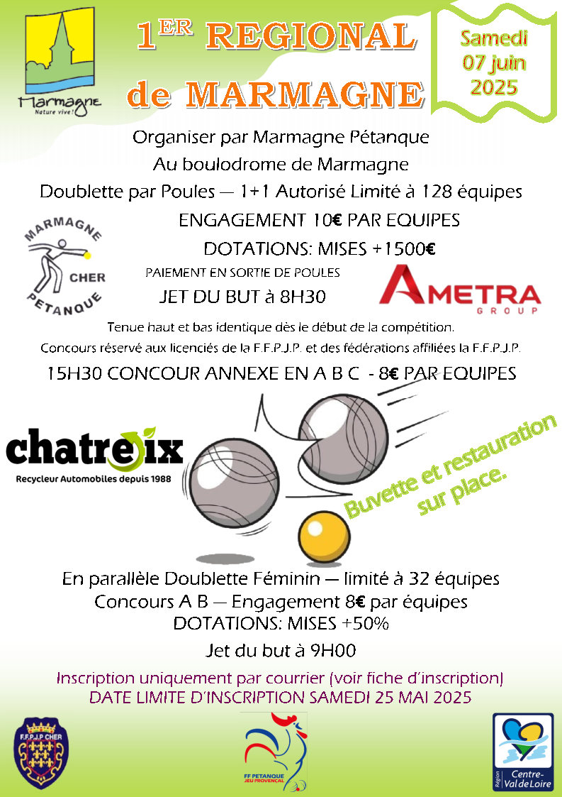 1er Régional de Marmagne Liste des engagés ( m.a.j ) le 20 Mai 1er Régional de Marmagne Liste des engagés ( m.a.j ) le 20 Mai