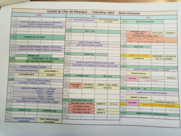 Calendrier 2022 2ème trimestre Calendrier 2022 2ème trimestre