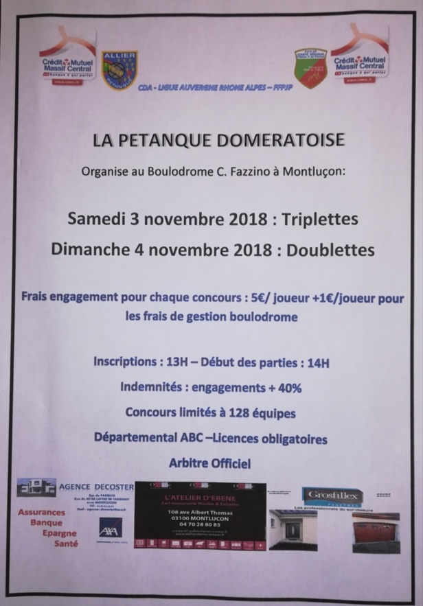 LA PETANQUE DOMERATOISE ORGANISE LA PETANQUE DOMERATOISE ORGANISE