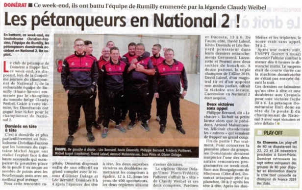 Un grand bravo à nos champions qui portent haut les couleurs du club.