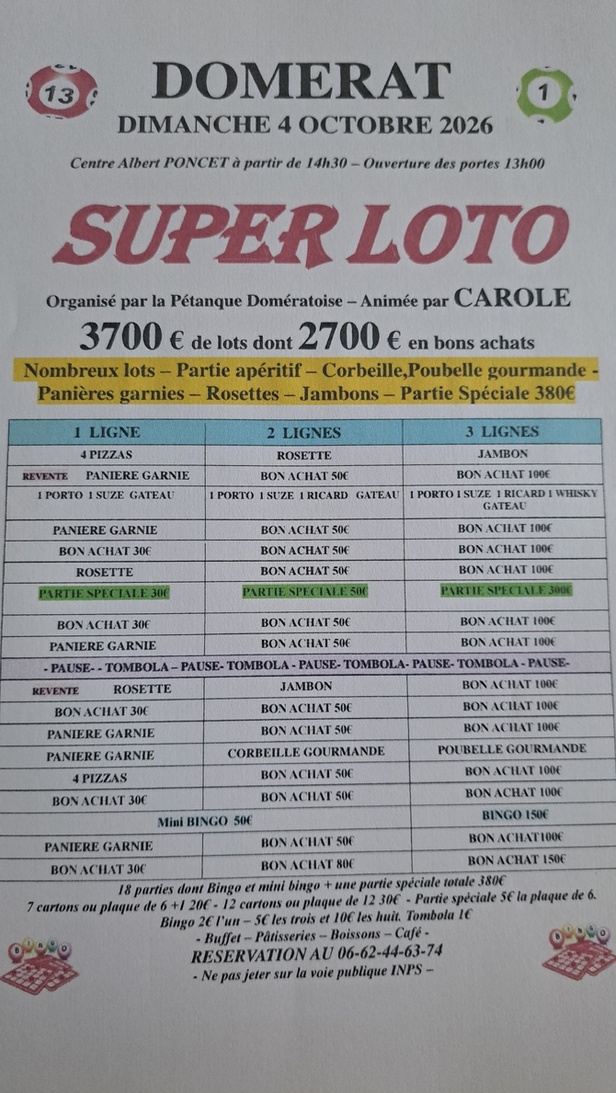Loto du Dimanche 4 octobre