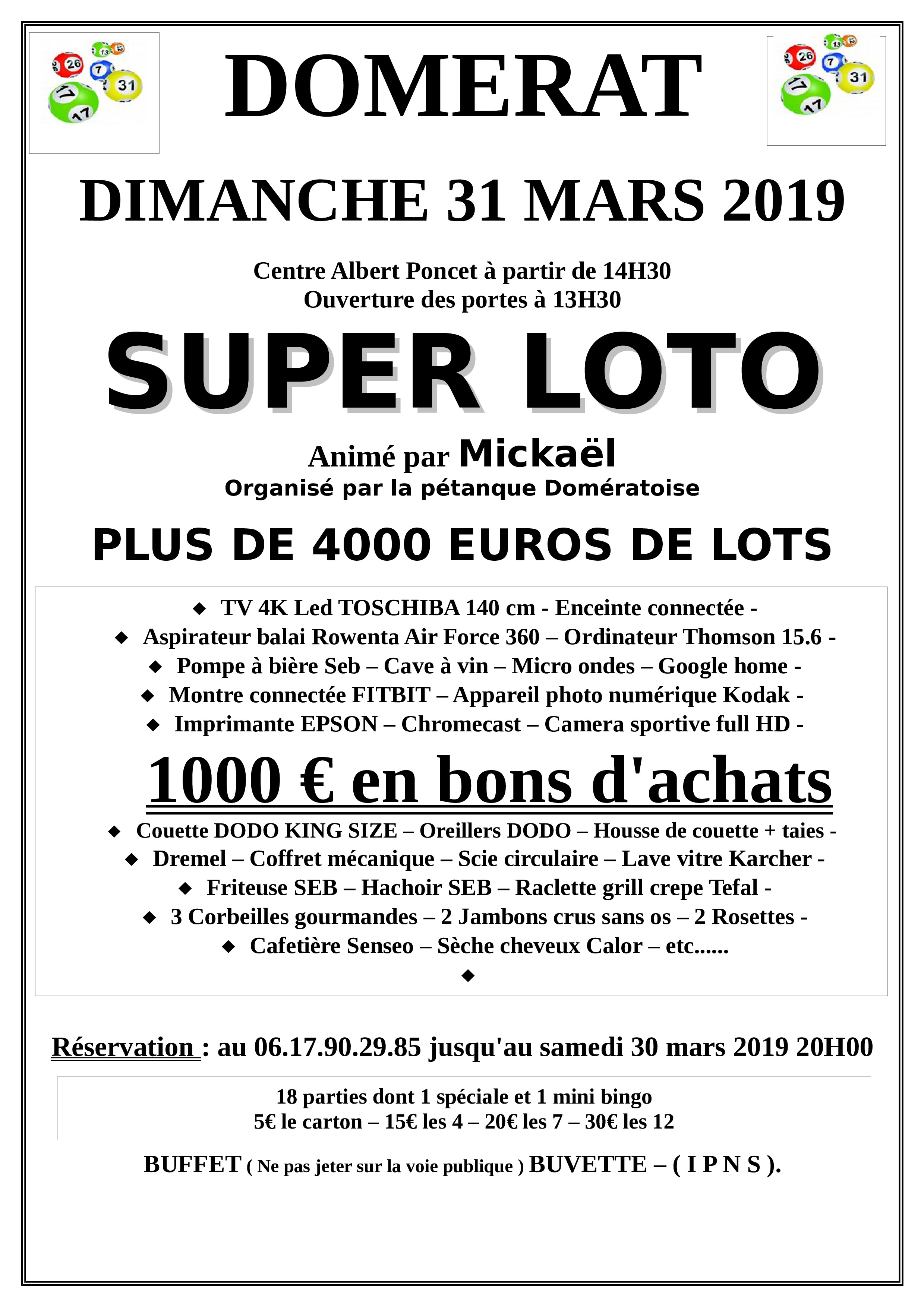LOTO de la pétanque Domératoise LOTO de la pétanque Domératoise
